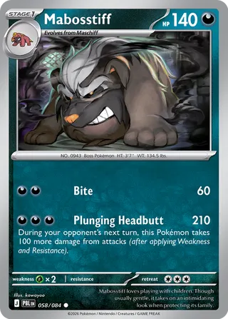 maschiff pokemon card 071/000 Promo Click and Collectables 071 / Promo Card Type / HP / Stage Maschiff - 141/193 - Common